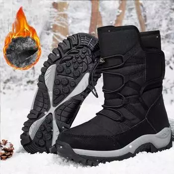 Зимние женские зимние ботинки размера 36–42, хлопковая обувь, утепленная теплая обувь, непромокаемые хлопковые ботинки, белая походная обувь 36 чёрный