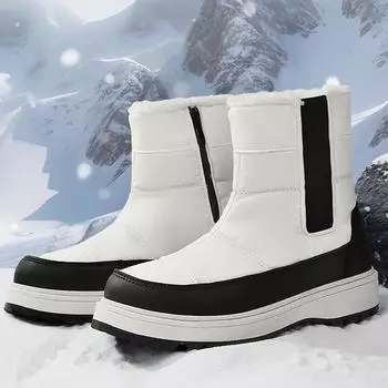 Зимние женские зимние ботинки средней длины 35–42, уличная хлопковая обувь 35 белый