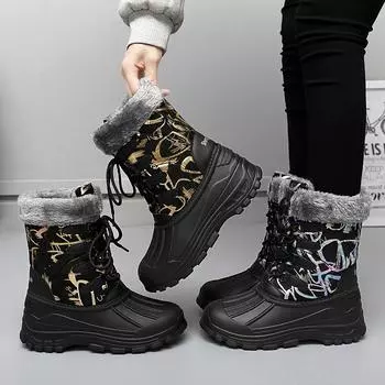 Зимние женские зимние ботинки Водонепроницаемые походные ботинки Меховые женские ботинки средней длины для активного отдыха 35