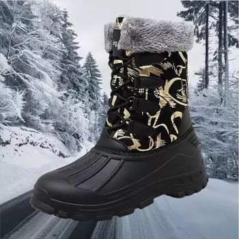 Зимние женские зимние ботинки Водонепроницаемые походные ботинки Меховые женские ботинки средней длины для активного отдыха 36