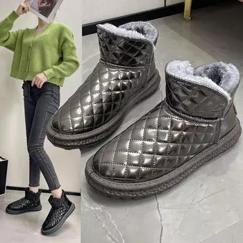 Зимние женские зимние сапоги из мягкой кожи и меха 2024 года — укороченный вариант из хлопка. Size 40