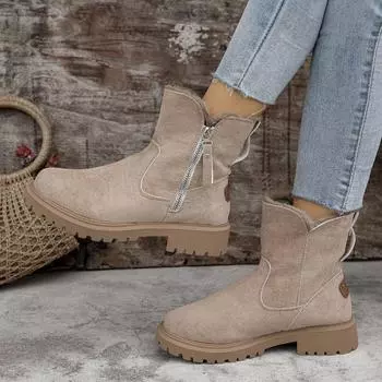 Зимние женские зимние сапоги плюс бархатные простые туфли для женщин хлопковая обувь 2024 новые теплые сапоги большого размера для женщин Zapatos De Mujer 35 хаки