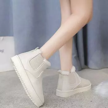 Зимние женские зимние сапоги плюшевые теплые нескользящие водонепроницаемые женские кроссовки на плоской подошве повседневные женские ботильоны без застежек Botas Mujer 36 белый
