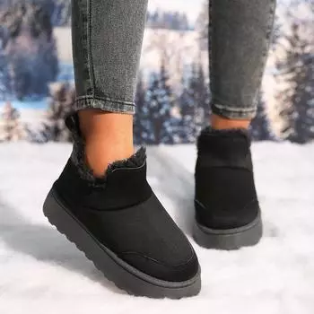 Зимние женские зимние сапоги, теплая меховая повседневная обувь на платформе, высококачественные плюшевые сапоги, высокие уличные туфли, большие размеры 36-41 36