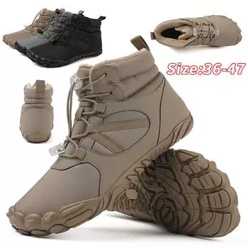 Зимние зимние ботинки для мужчин и женщин, сохраняющие тепло, хлопковая обувь, уличная походная обувь, плюшевые теплые высокие ботильоны, мужские кроссовки 36 хаки