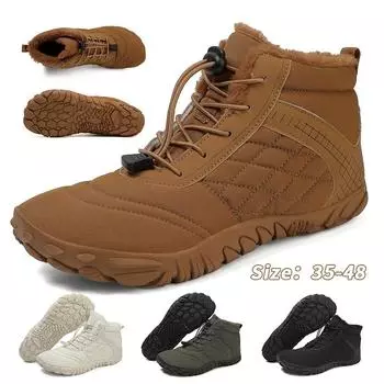 Зимние зимние ботинки для мужчин и женщин, сохраняющие тепло, хлопковая обувь, уличная походная обувь, плюшевые теплые высокие ботильоны, мужские кроссовки 35 чёрный