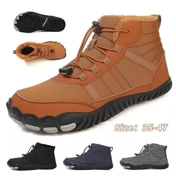 Зимние зимние ботинки для мужчин и женщин, сохраняющие тепло, хлопковая обувь, уличная походная обувь, плюшевые теплые высокие ботильоны, мужские кроссовки 35 чёрный