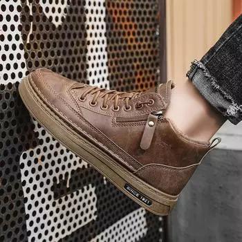 Зимние зимние ботинки для мужчин и женщин, сохраняющие тепло, хлопковая обувь, уличная походная обувь, плюшевые теплые высокие ботильоны, мужские кроссовки 39 чёрный