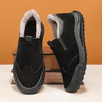 Зимние зимние ботинки для мужчин и женщин, сохраняющие тепло, хлопковая обувь, уличная походная обувь, плюшевые теплые высокие ботильоны, мужские кроссовки 39 чёрный