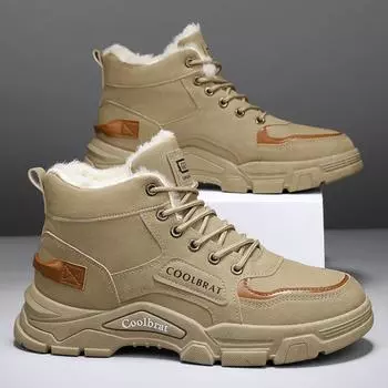Зимние зимние ботинки для мужчин и женщин, сохраняющие тепло, хлопковая обувь, уличная походная обувь, плюшевые теплые высокие ботильоны, мужские кроссовки 39 чёрный