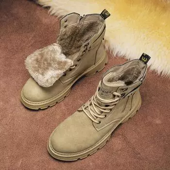 Зимние зимние ботинки для мужчин и женщин, сохраняющие тепло, хлопковая обувь, уличная походная обувь, плюшевые теплые высокие ботильоны, мужские кроссовки 39 чёрный