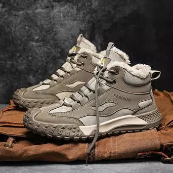 Зимние зимние ботинки для мужчин и женщин, сохраняющие тепло, хлопковая обувь, уличная походная обувь, плюшевые теплые высокие ботильоны, мужские кроссовки 39 серый
