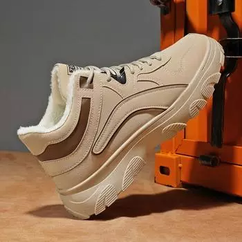 Зимние зимние ботинки для мужчин и женщин, сохраняющие тепло, хлопковая обувь, уличная походная обувь, плюшевые теплые высокие ботильоны, мужские кроссовки 39 чёрный