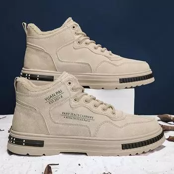 Зимние зимние ботинки для мужчин и женщин, сохраняющие тепло, хлопковая обувь, уличная походная обувь, плюшевые теплые высокие ботильоны, мужские кроссовки 39 хаки