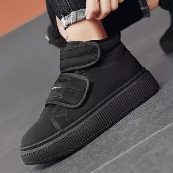 Зимние зимние ботинки для мужчин и женщин, сохраняющие тепло, хлопковая обувь, уличная походная обувь, плюшевые теплые высокие ботильоны, мужские кроссовки 39 чёрный