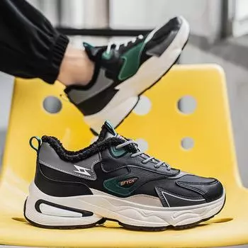 Зимние зимние ботинки для мужчин и женщин, сохраняющие тепло, хлопковая обувь, уличная походная обувь, плюшевые теплые высокие ботильоны, мужские кроссовки 39 чёрный