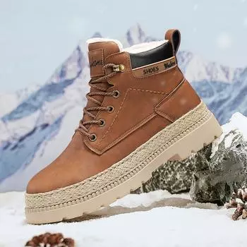 Зимние зимние ботинки для мужчин и женщин, сохраняющие тепло, хлопковая обувь, уличная походная обувь, плюшевые теплые высокие ботильоны, мужские кроссовки 39 жёлтый