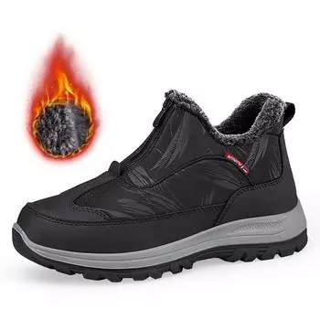 Зимние зимние ботинки, мужские повседневные ботильоны без шнуровки, удобные кроссовки на теплом меху, нескользящие мужские ботинки, Zapatos Hombre2024 35 чёрный