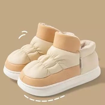 Зимние зимние ботинки на толстой подошве для женщин. Короткие плюшевые и толстые нескользящие хлопковые тапочки для женщин. 36-37 хаки