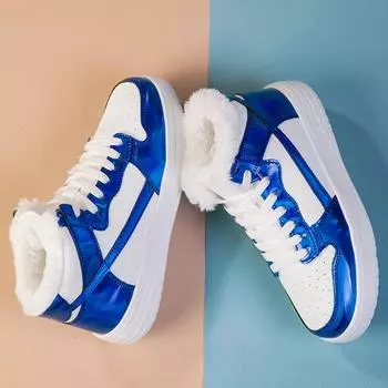 Зимние зимние ботинки, женская теплая хлопковая обувь, уличная походная обувь, плюшевые теплые высокие ботильоны, женские кроссовки 36 оранжевый