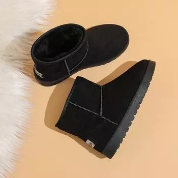 Зимние зимние сапоги, хлопковая обувь и кашемировая толстая теплая женская обувь 35 чёрный