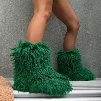 Зимние зимние сапоги, меховая обувь, женские пушистые теплые сапоги из искусственной шерсти, женские зимние сапоги с мехом Тедди, модные плюшевые короткие сапоги для женщин 36 темно-коричневого