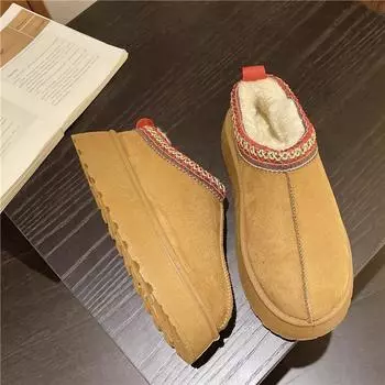 Зимние ботинки TUINANLE, женские нескользящие ботинки, теплые плюшевые толстые хлопковые ботинки, большие размеры 35-43 36 чёрный