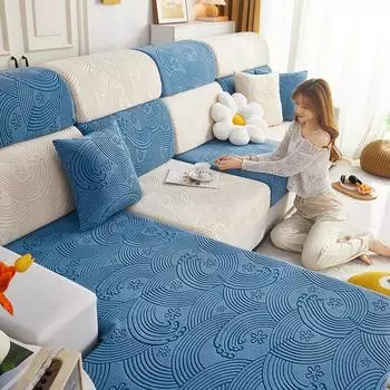 Зимний эластичный чехол для дивана из флиса, простой чехол для дивана, универсальный противоскользящий чехол, универсальный утолщенный чехол S