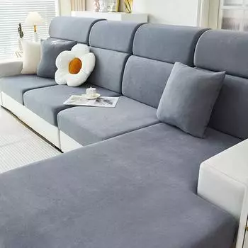 Зимний эластичный чехол для дивана, полная комплектация, универсальная подушка, новая зимняя плюшевая шапка для дивана, защита от кошачьих царапин S