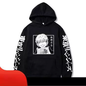 Зимний аниме-флисовый свитер с капюшоном XS