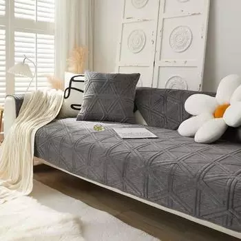 Зимний бархатный чехол для дивана с вышивкой и кристаллами, детский коврик, защита для кресла, мебели, нескользящие современные чехлы для диванов для гостиной 70x70cm 1pcs