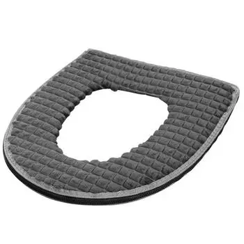 Зимний бархатный мягкий чехол для унитаза с бриллиантами, 1 шт., утепленная теплая подушка для ванной комнаты серый