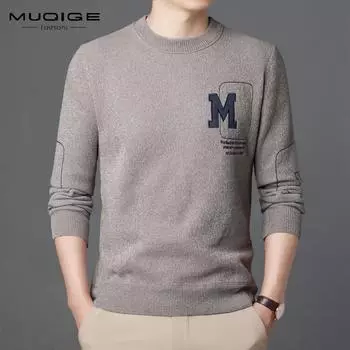 Зимний бархатный утолщенный бархатный мужской свитер, свитер с круглым вырезом, тканая мужская нижняя рубашка, рубашка, шерсть, шерсть 165 абрикосовый