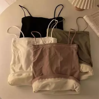 Зимний бархатный утолщенный тонкий плечевой ремень слинг терможилет для девочек-студенток утепленное нижнее белье сохраняющее тепло внутренняя нижняя рубашка average size 80-65kg