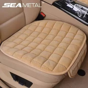 SEAMETAL 1 шт. зимний чехол для автомобильного сиденья, подушка для автомобильного сиденья, Нескользящая короткая плюшевая подушка для стула, авто подушка для сиденья 1pc front seat pad бежевый