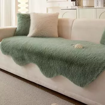 Зимний чехол для дивана из норковой шерсти, нескользящий чехол для дивана, универсальный защитный чехол для дивана с неровностями, теплый чехол для дивана в европейском стиле в стиле ретро 90x90