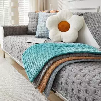 Зимний чехол для дивана, нескользящий утолщенный плюшевый диван, подушка для гостиной, мягкий универсальный чехол для дивана, полотенце на спинку, секционный коврик для дивана 70x70