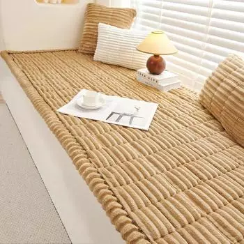 Зимний чехол для дивана, утолщенный защитный чехол для садового дивана, клетчатый кремовый, большой квадратный коврик для домашних животных, фланелевый чехол для дивана 60x120cm 1pcs