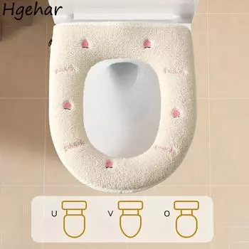 Зимний чехол для сиденья унитаза, меховой, мягкий, сохраняющий тепло, симпатичный, универсальный, с ручкой, более толстый, моющийся, на молнии, удобные аксессуары