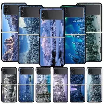 Зимний чехол для телефона с изображением снега и природы для Samsung Galaxy Z Flip 3 4 5, черный, складной, жесткий, из поликарбоната, защитный чехол Samsung Z Flip 3