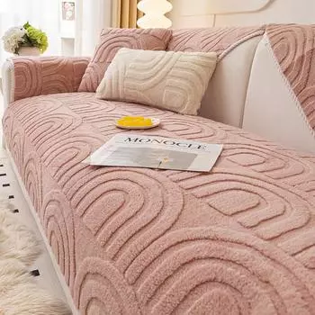 Зимний чехол для углового дивана, бархатный для гостиной, 1/2/3/4-местный, нескользящий плюшевый чехол для кресла, полотенца, дивана, мебели, чехол, мягкий, теплый 70x70