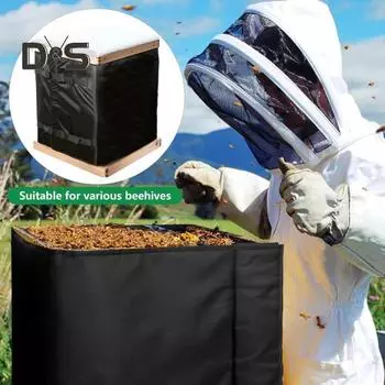 Зимний чехол для улья, ветрозащитный, регулируемый, изоляционный чехол для улья, водонепроницаемый, защита от снега и холода для большинства ульев чёрный