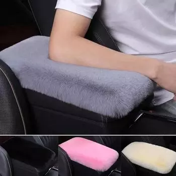 Зимний чехол на подлокотник автомобиля, теплая подушка для подлокотника центральной консоли, мягкая плюшевая подушка для автомобильного подлокотника, аксессуары для салона автомобиля чёрный