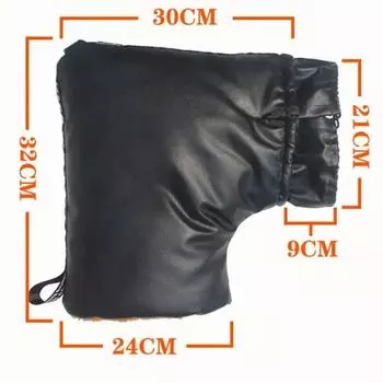 Зимний чехол на руль мотоцикла, скутера, ПУ, толстый, для рук, термомуфта, непромокаемые зимние теплые перчатки чёрный