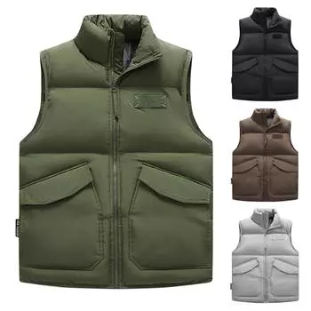 Зимний чистый воротник-стойка, пуховая хлопковая майка, облегающий крой и красивый молодой человек XXXL