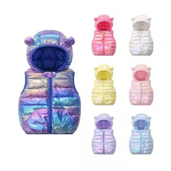 Зимний детский длинный жилет без рукавов легкий на молнии стеганые карманы 100