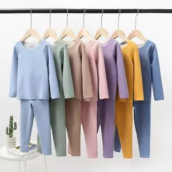 Зимний детский комплект термобелья, катион, теплая, уютная, мягкая, комплект нижнего белья для мальчиков и девочек-подростков, однотонные детские трусы, термобелье 100cm глубокий/синий