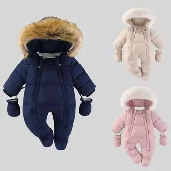 Зимний детский утепленный комбинезон детская одежда теплый флисовый комбинезон с капюшоном 66 бежевый