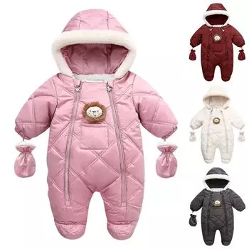 Зимний детский утепленный пуховый и теплый флисовый детский комбинезон с капюшоном 80 розовый