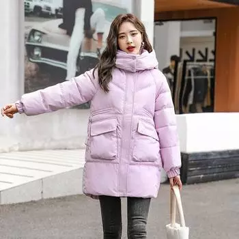 Зимний длинный пуховик с утолщенным капюшоном, женский 2023, свободная индивидуальная куртка для женщин M чёрный